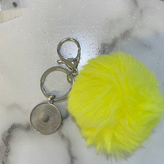 DBL sublimation pompom key chains-Neon Yellow
