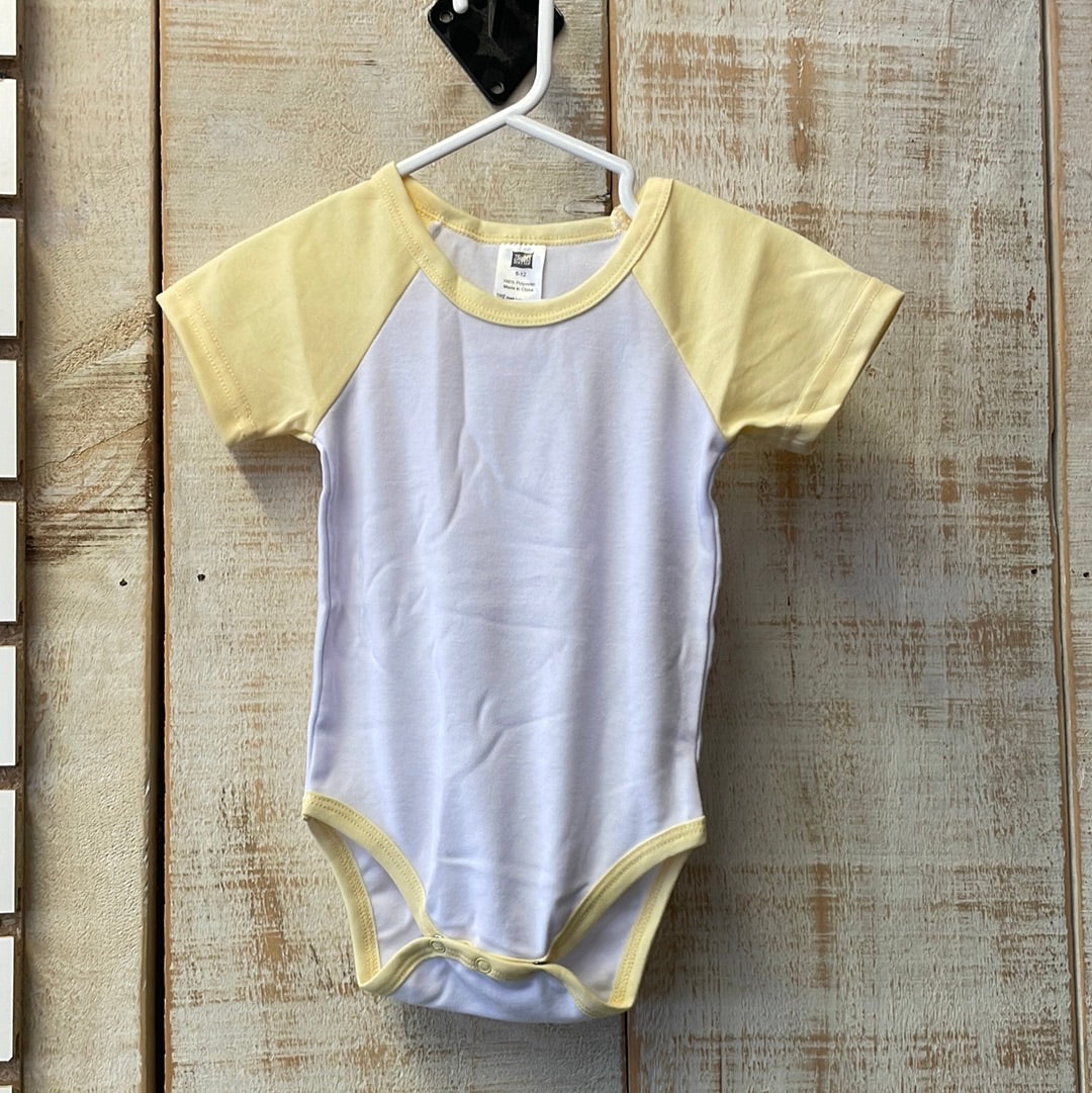 Baby Baseball style SS Onesie  - W/w yellow