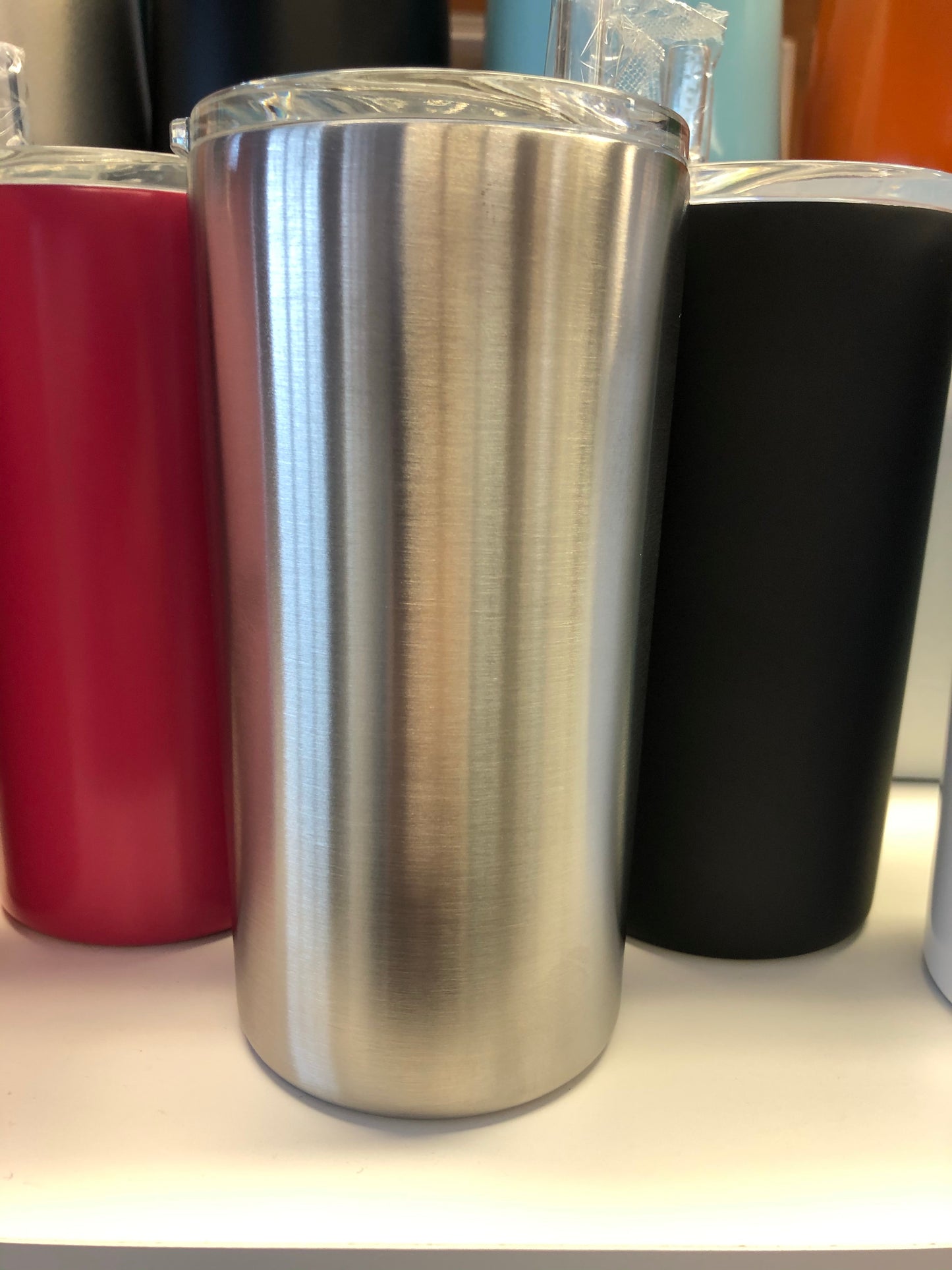 14 oz Skinny Tumblers Silver w slider