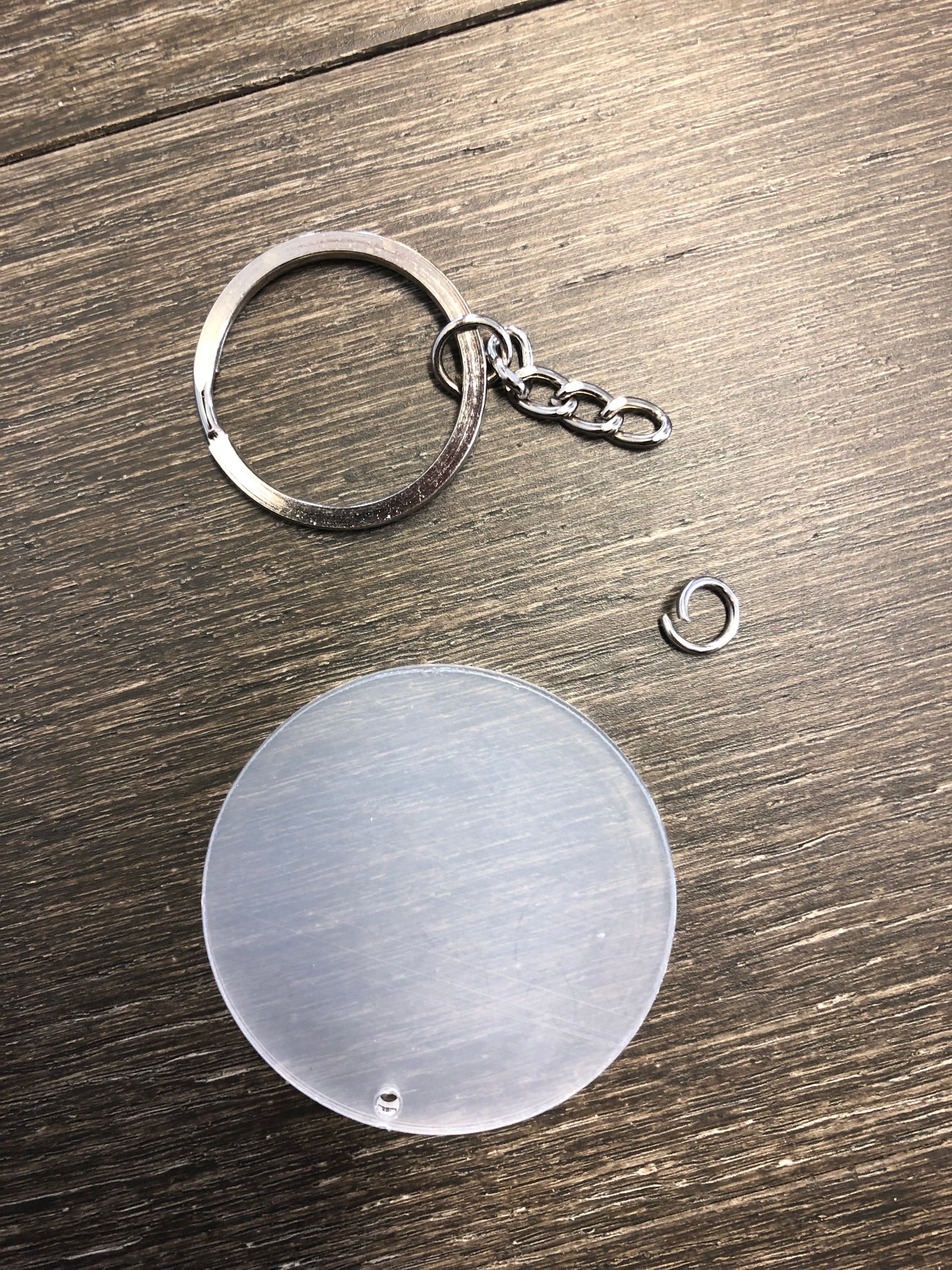 2" Acrylic Disk With KeyRing Chain and Jump Ring