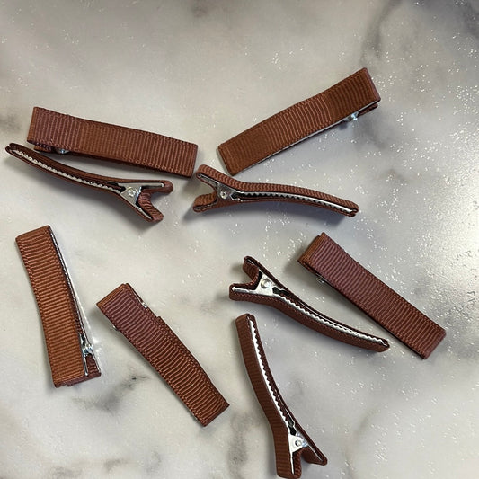 50MM Ribbon Covered Clip - Brown