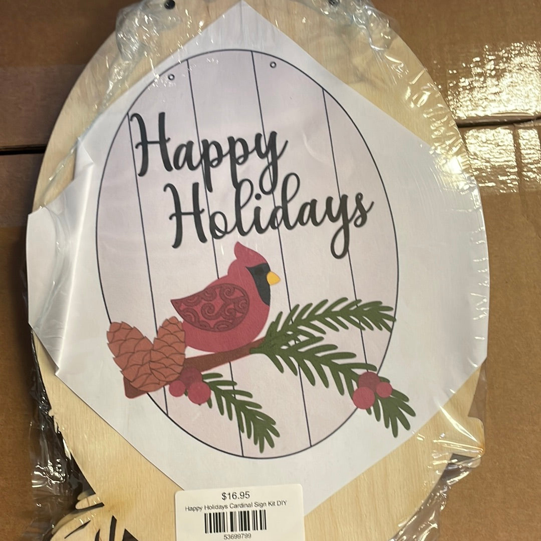 Happy Holidays Cardinal Sign Kit DIY