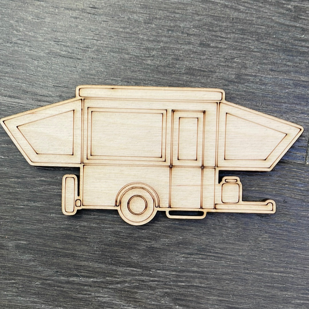 Wood Tent Camper Cutout