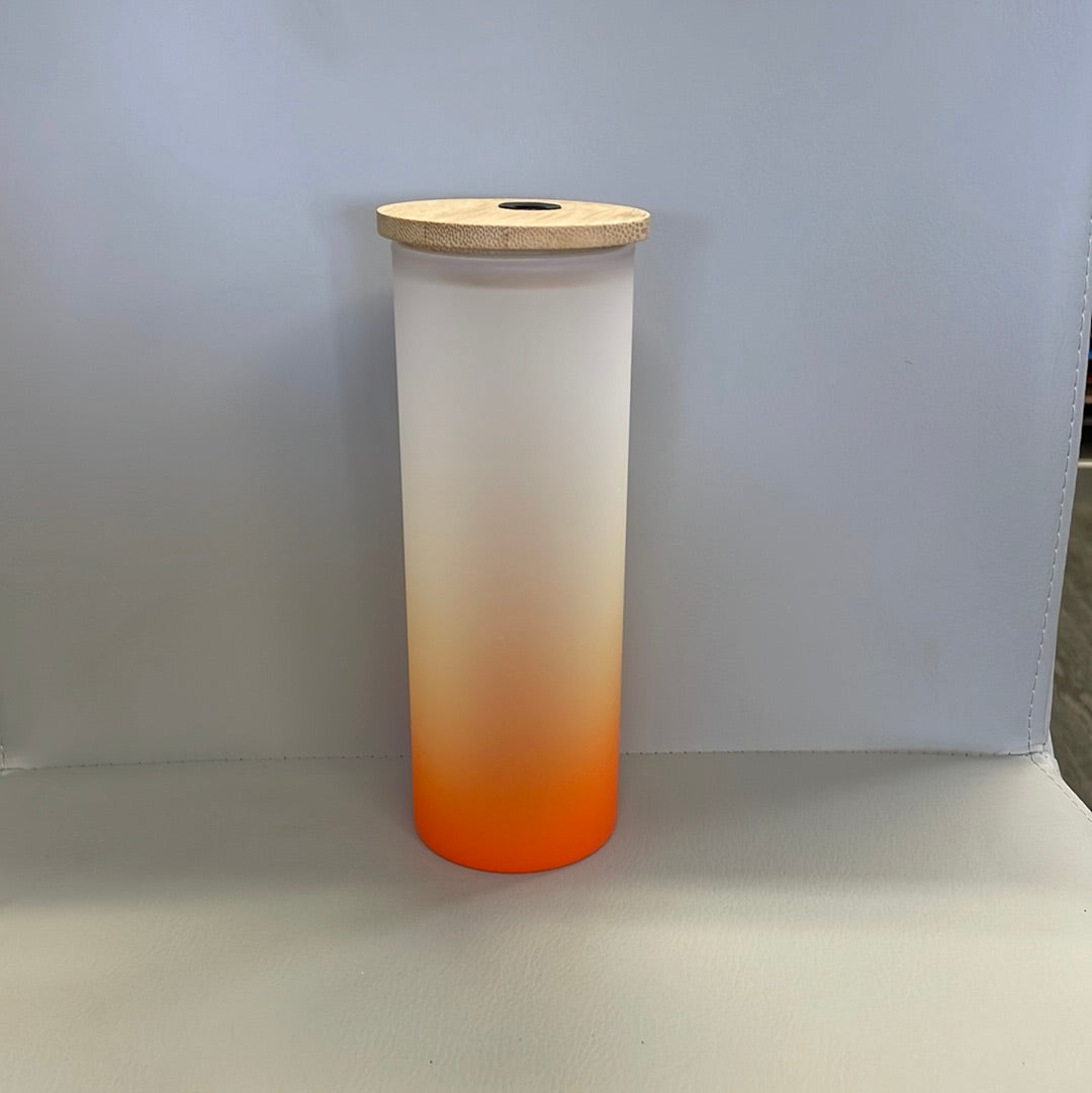 Frosted Gradient Glass tumbler with bamboo lid