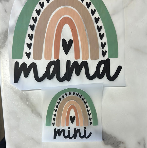 Mama /mini Heart Rainbow DTF Print Transfer