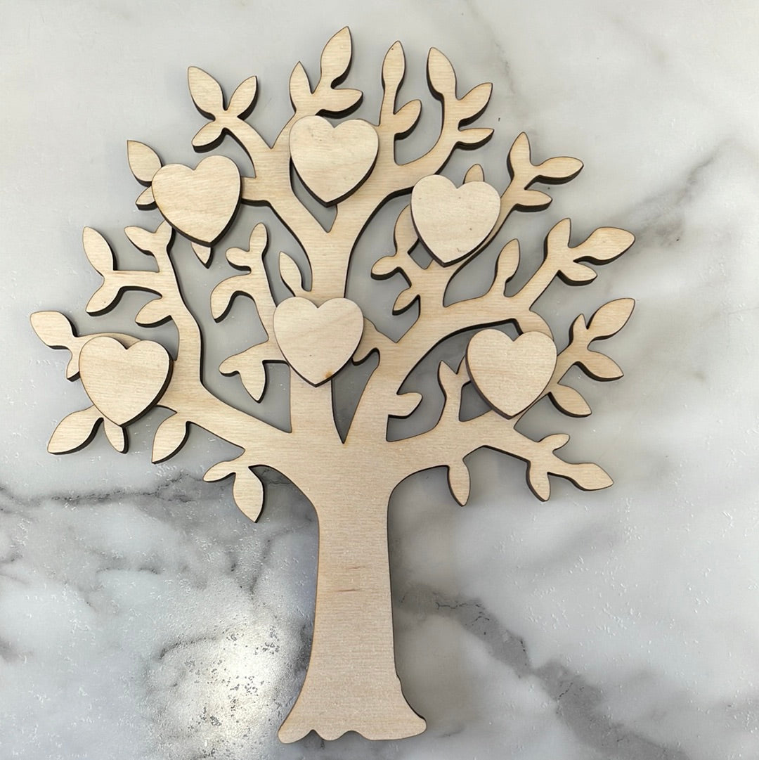 Family Tree w 6 hearts Cutout