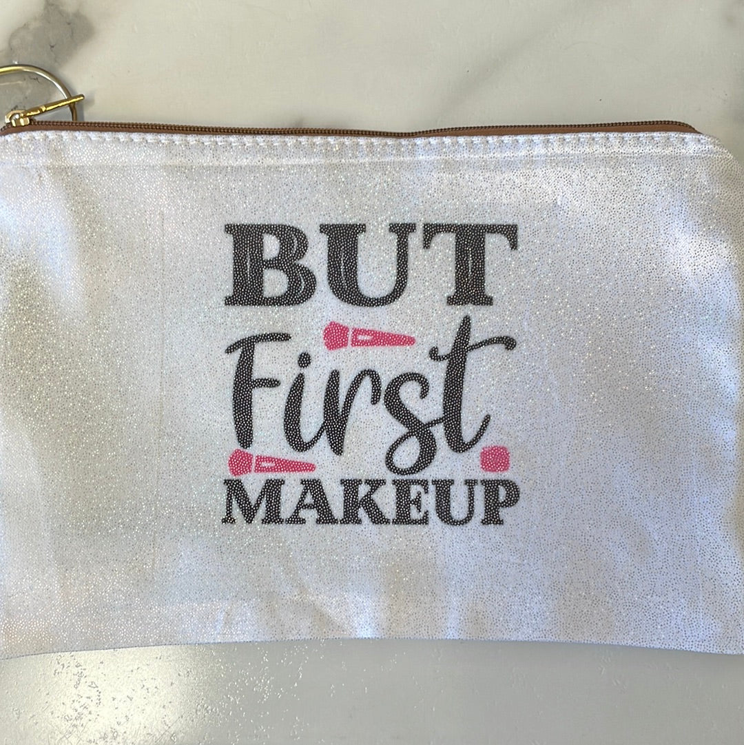 Sublimation White Glitter Cosmetic/Pencil  Bag