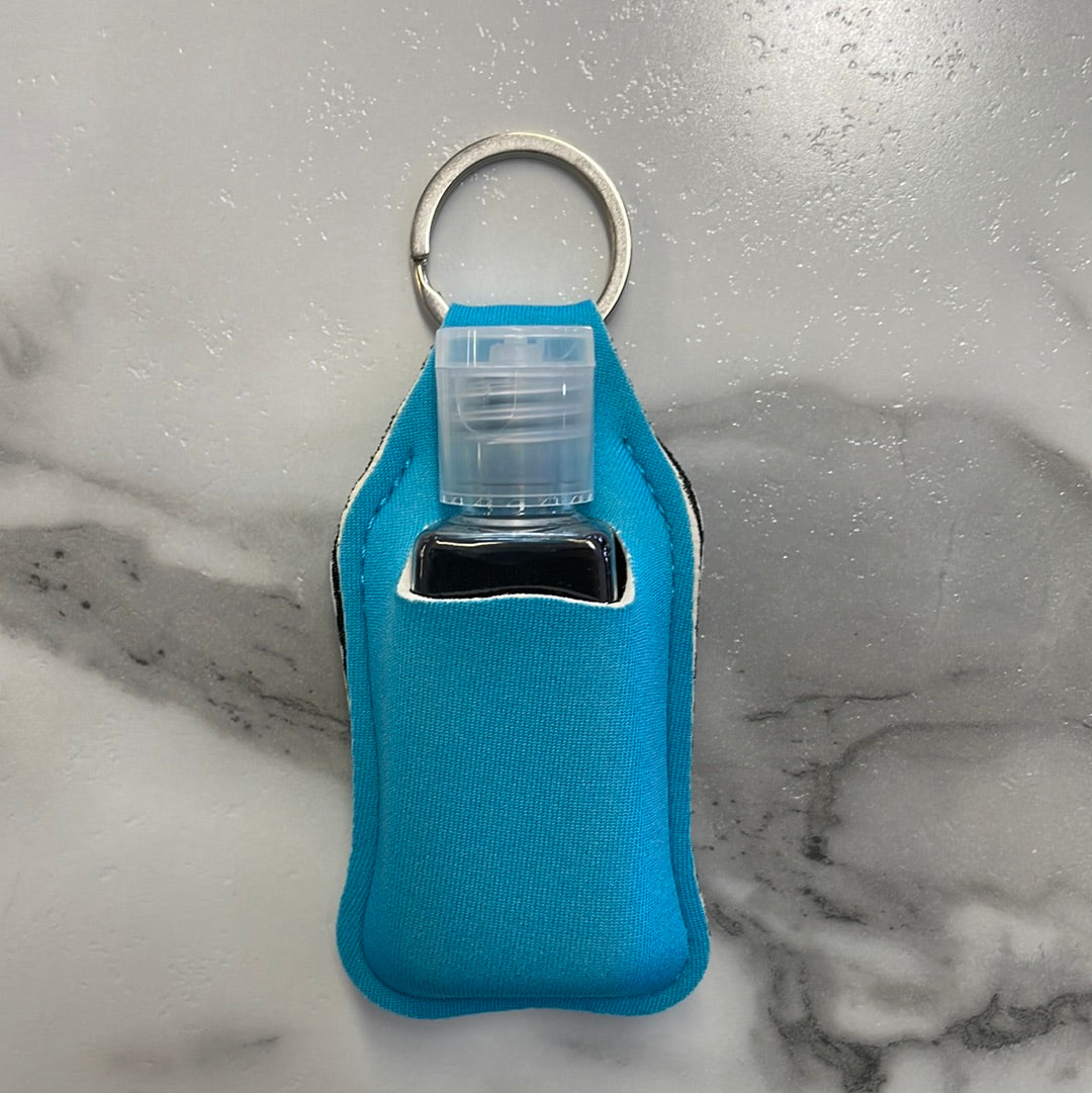 Sky Blue Neoprene Sanitizer Holder w Bottle