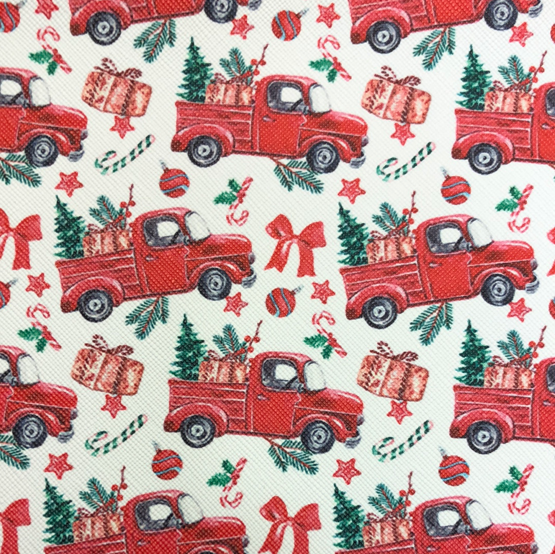 Christmas Trucks Trees Faux leather