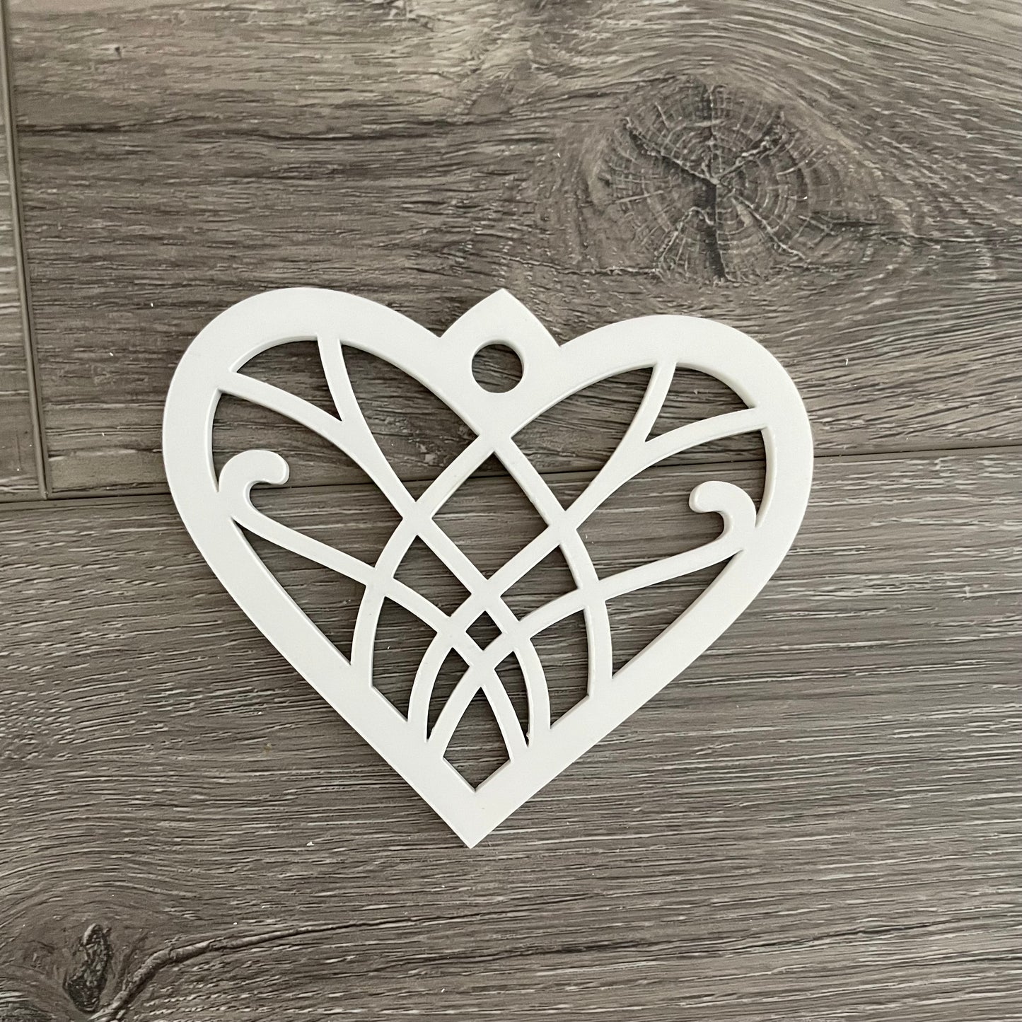 White Acrylic Heart w hole