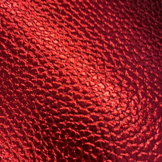 Red Metallic Litchi Faux leather