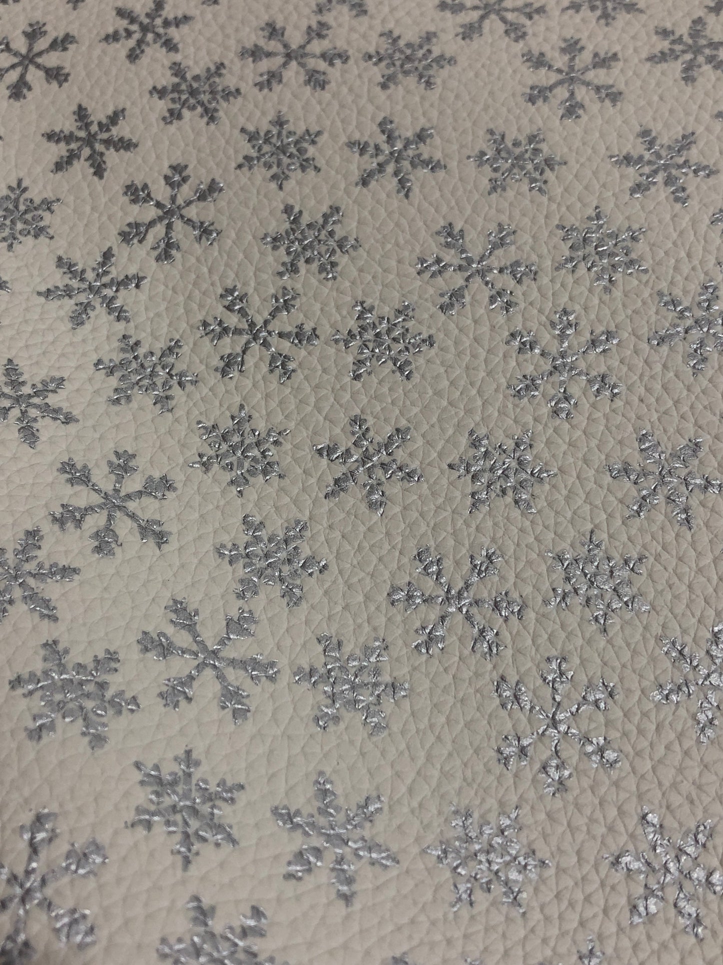 Faux Leather  - Silver Snowflakes  Litchi - Asstd colors