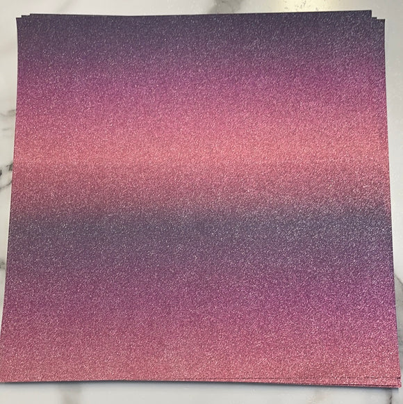 Fine Glitter Ombre Cardstock -Pinks Purples 12X12 