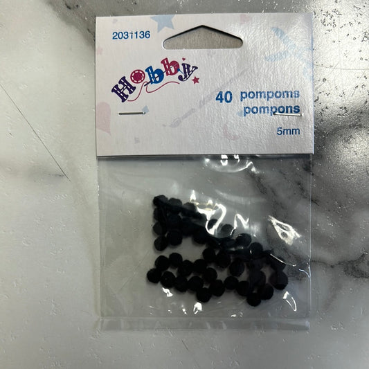 PomPoms  5mm Black  40 PK
