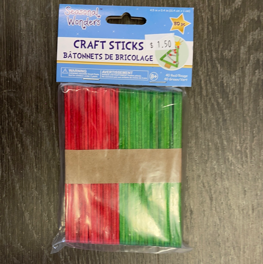 Small Craft Sticks - Green and Red