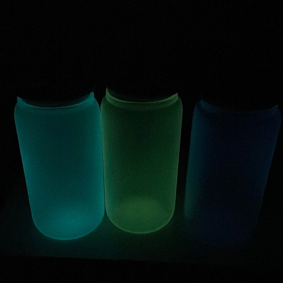 16 OZ Glow in the Dark Glass w bamboo lid