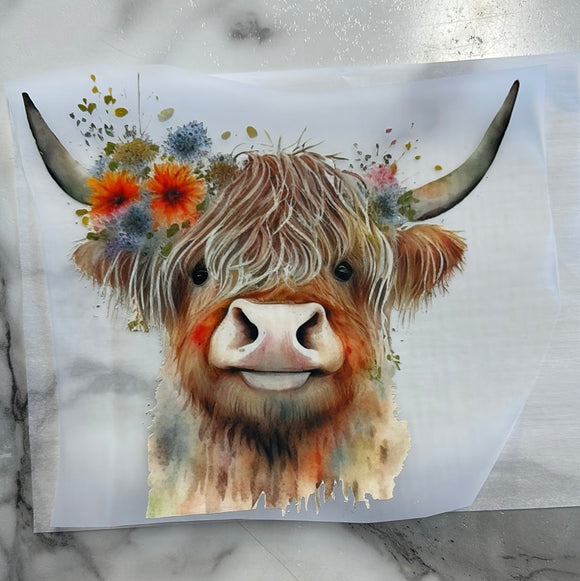 Highland Cow DTF Print Transfer