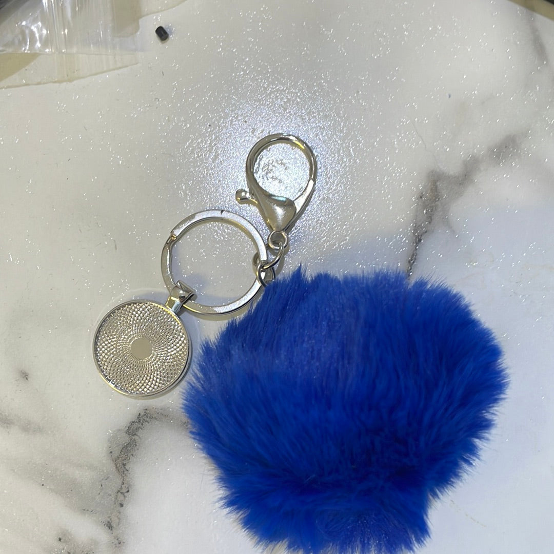 DBL sublimation pompom key chains- Royal