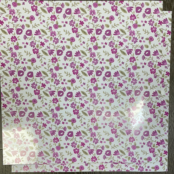 Mauve Floral Patterned Permanent Vinyl