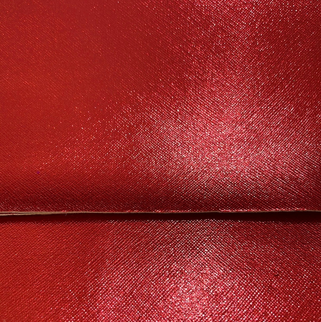 Glossy Red Cross Pattern Faux Leathers