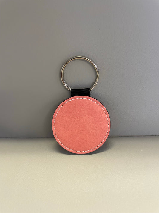 Round Sub PU Leather Key Ring - Pink
