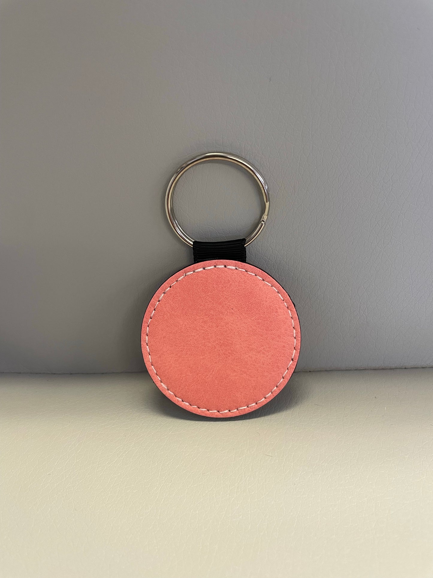 Round Sub PU Leather Key Ring - Pink