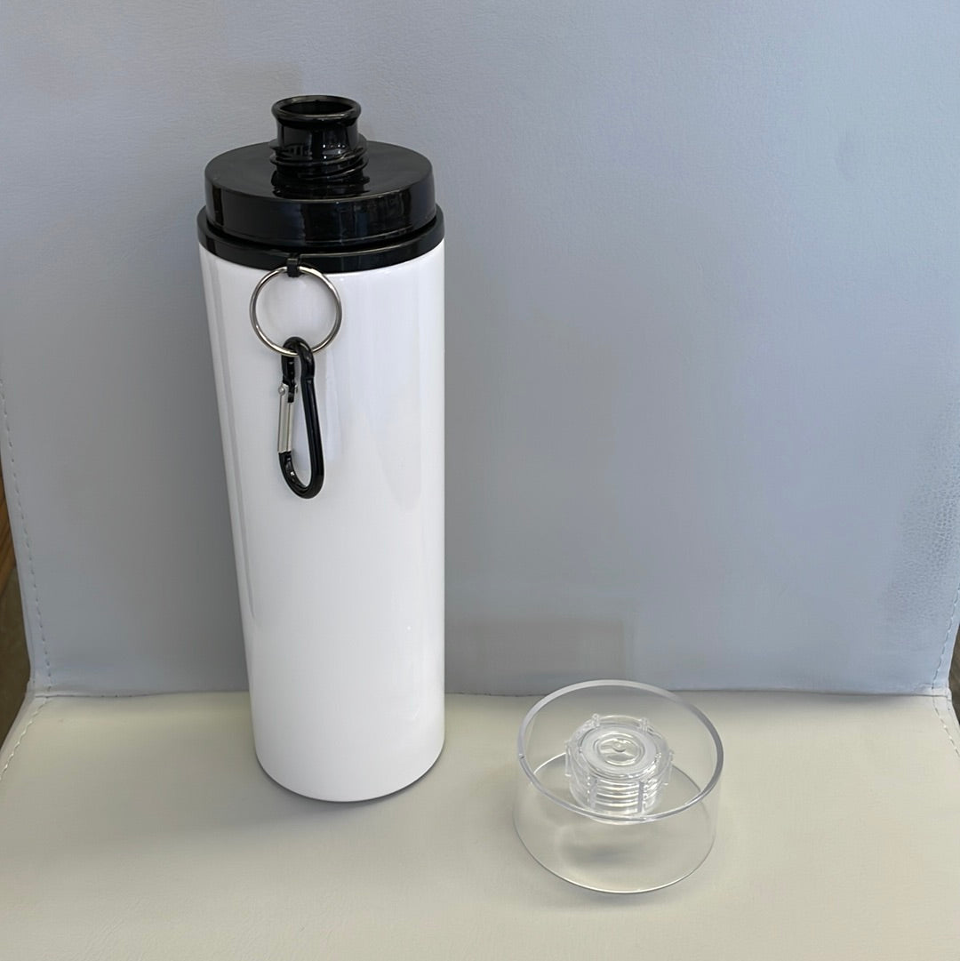 Aluminum Water Bottle w screw lid, and carabiner