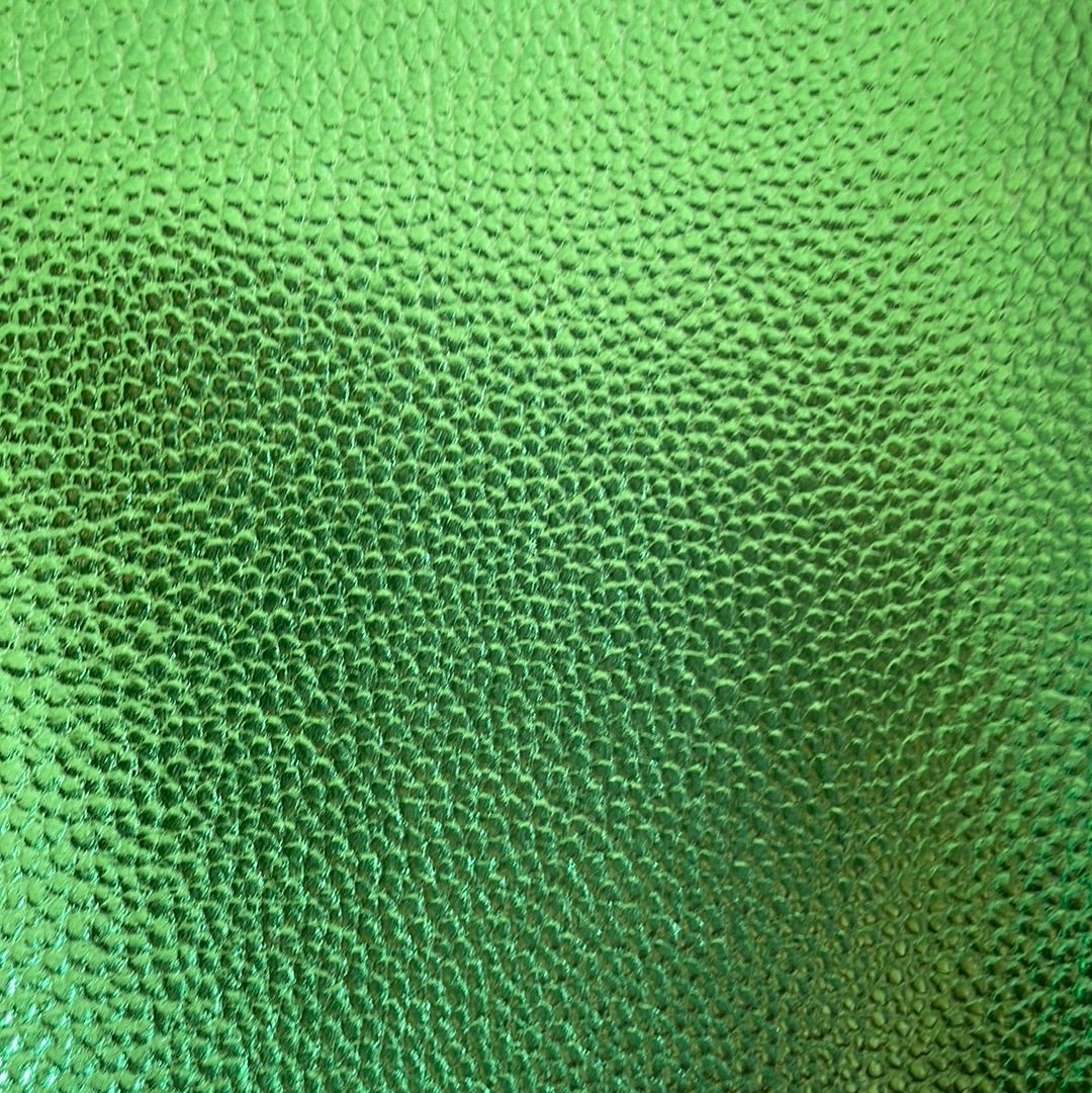 Green Metallic Small Litchi Faux leather