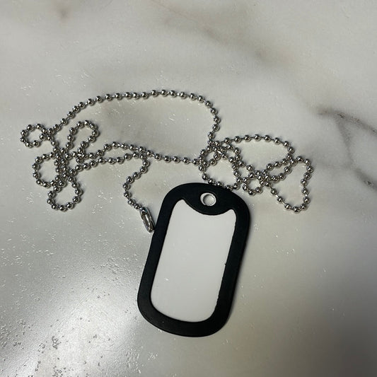 Dbl Sided Aluminum ' Dog' Tag w Neck Chain and Rubber