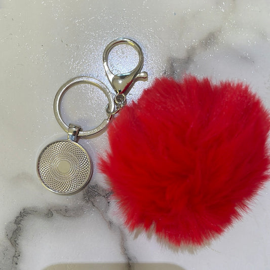 DBL sublimation pompom key chains-Red