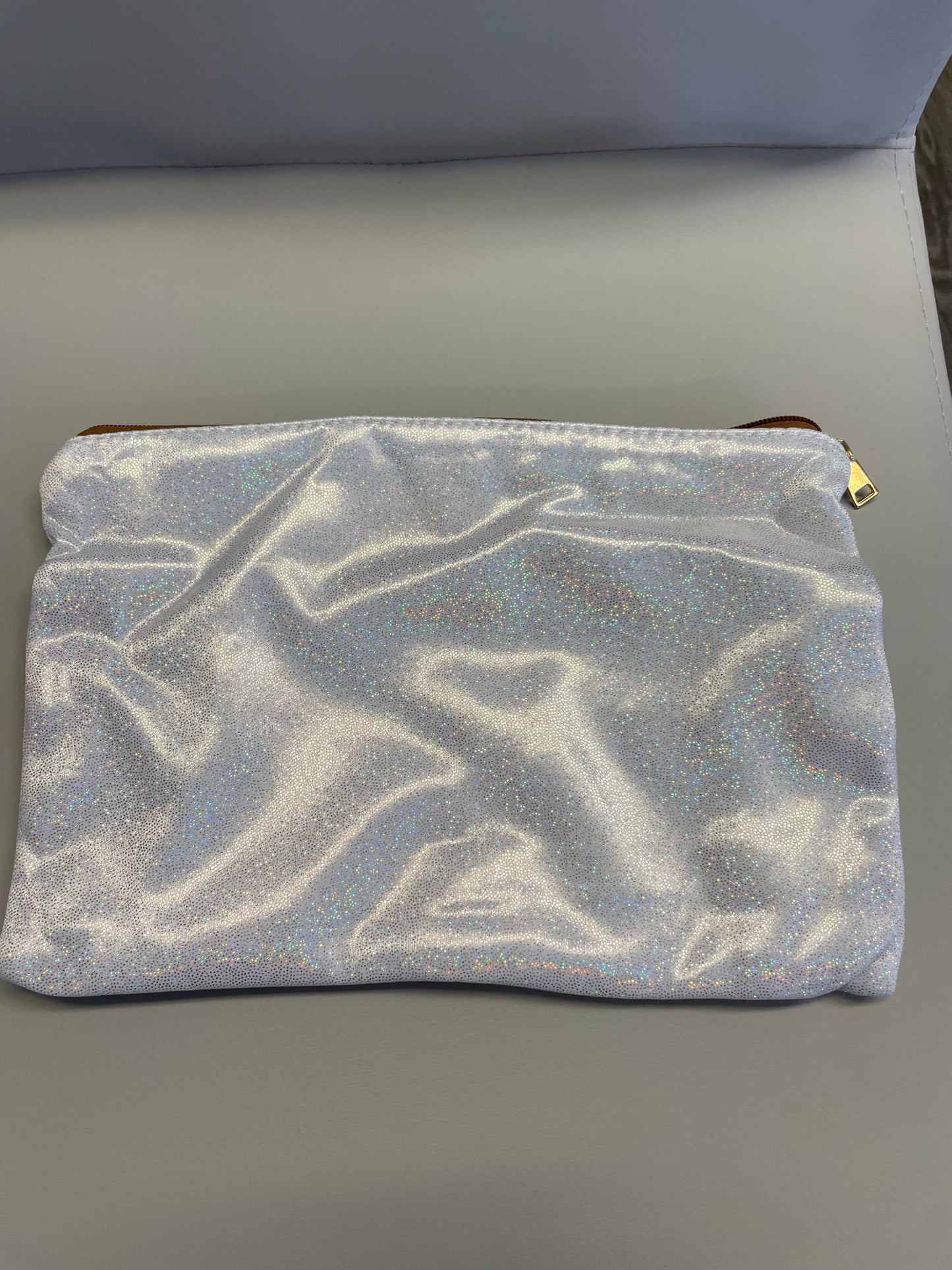 Sublimation White Glitter Cosmetic/Pencil  Bag