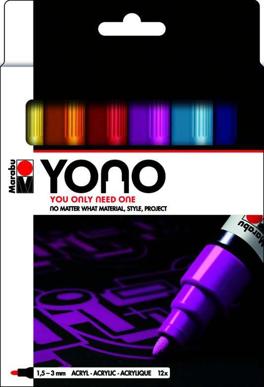YONO Marker Set 12 x 1.5-3mm Bullet Tip Acrylic